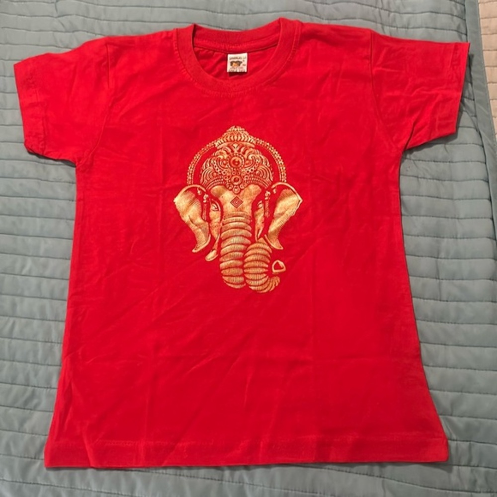 Unisex Red Ganesh print Kids T-Shirt Made in Nepal